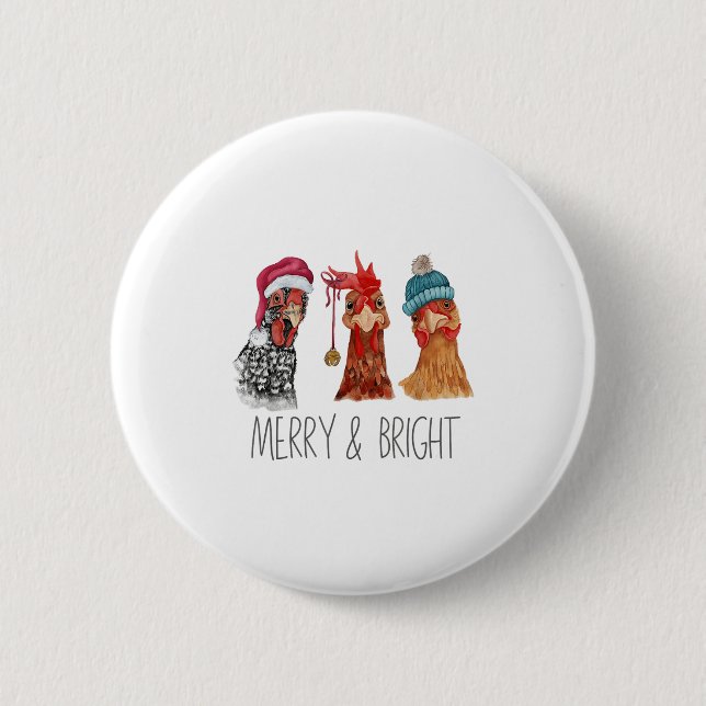 Cute Chickens jul Jul Grm Animal Funn Knapp (Framsida)