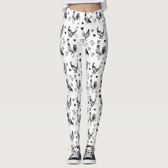 Cute Chickens kollage Leggings (Framsida)