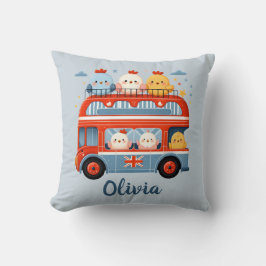 Cute Chickens och Chickar i London Buss Kudde