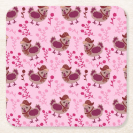 Cute Chickens Underlägg Papper Kvadrat