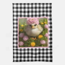 Cute Chicks and Flowers Påsk Kökshandduk