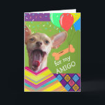 Cute Chihuahua Birthday för ett Friend Biscuit-kor Kort<br><div class="desc">Cute Chihuahua Birthday för en väninna med Biscuit och ballonger. Blandning av fotografier av sällskapsdjur,  klippbilder och inslag på omslaget. Anpassa omslagstexten som du vill. Art,  bild och versell copyright © Shoaff Ballanger Studios,  2022.</div>