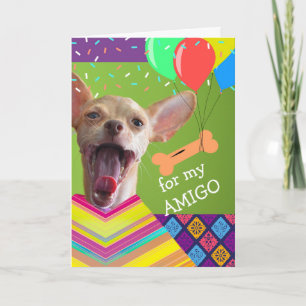 Cute Chihuahua Birthday för ett Friend Biscuit-kor Kort