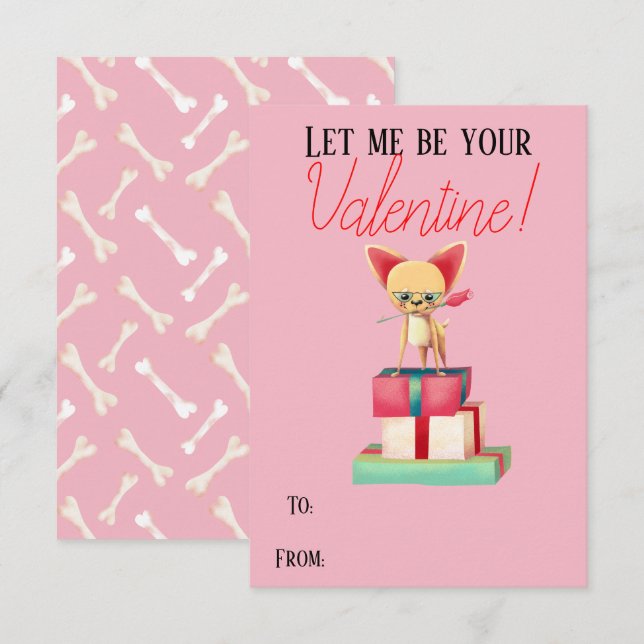 Cute Chihuahua bli mitt Valentine-kort Inbjudningar (Fram/baksida)