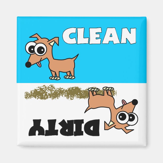 Cute Chihuahua Clean / Dirty Dishwasher Magnet (Framsidan)