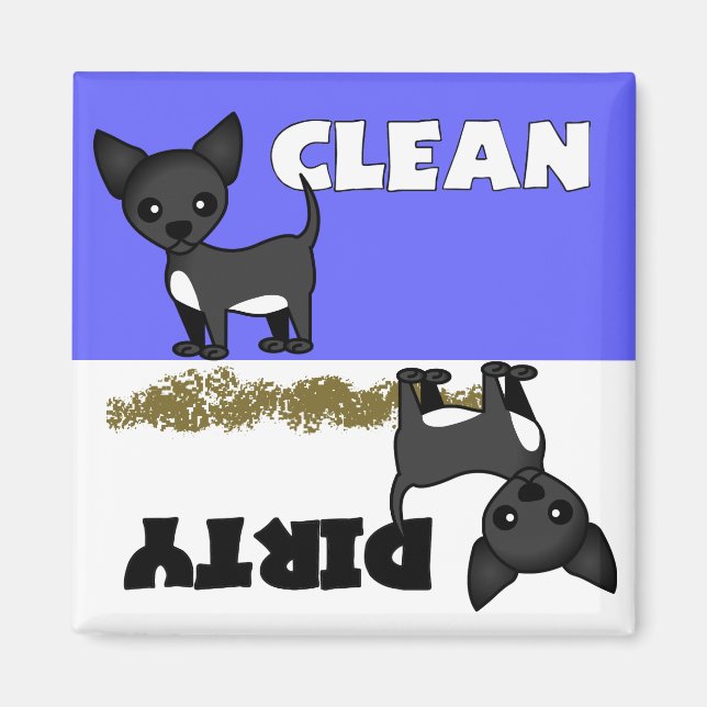 Cute Chihuahua Clean / Dirty Dishwasher Magnet (Framsidan)