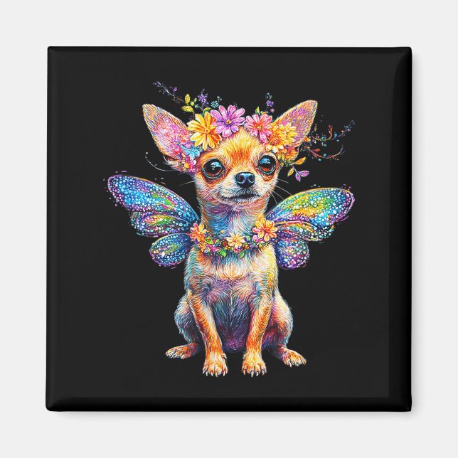 Cute Chihuahua Dog Angel With Wings  Magnet (Framsidan)