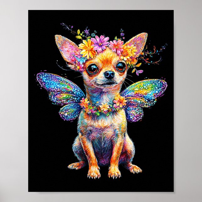 Cute Chihuahua Dog Angel With Wings  Poster (Framsidan)