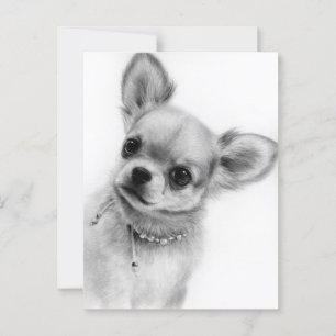 Cute Chihuahua Head Tilt Hand Pawarated Artwork Vykort