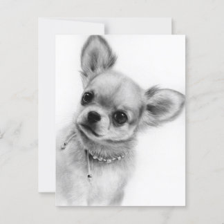Cute Chihuahua Head Tilt Hand Pawarated Artwork Vykort