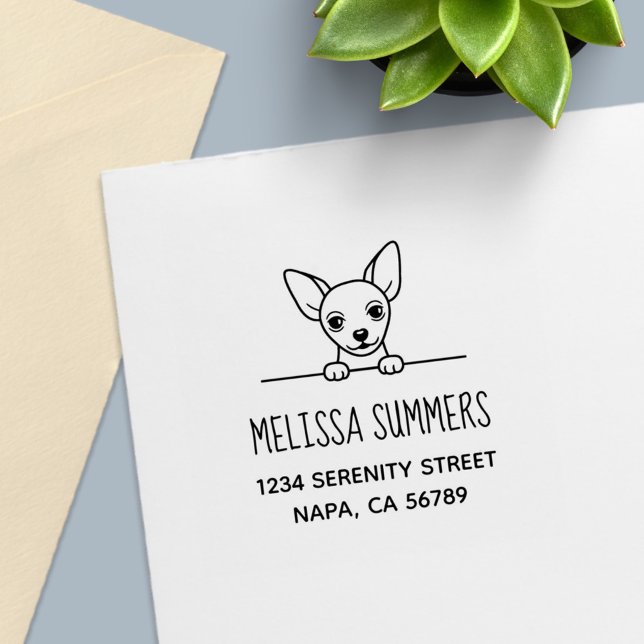 Cute Chihuahua Hund Adress Självfärgande Stämpel (Skapare uppladdad)