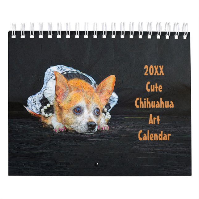 Cute Chihuahua Hund Art Design 2024 varje månad Kalender (Omslag)