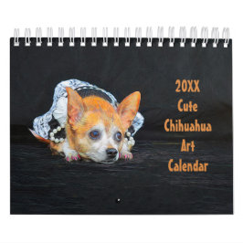 Cute Chihuahua Hund Art Design 2024 varje månad Kalender