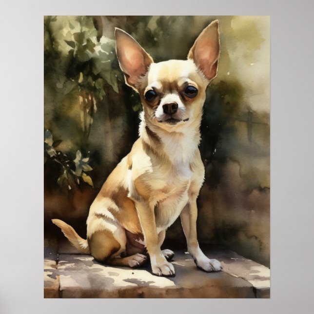 Cute Chihuahua Hund Art Print Poster (Framsidan)