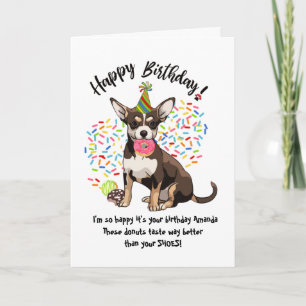 Cute Chihuahua Hund Birthday Card Donuts Inbjudan