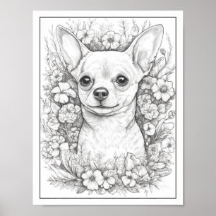 Cute Chihuahua Hund Coloring Poster