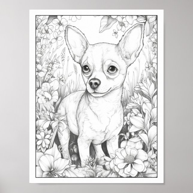 Cute Chihuahua Hund Coloring Poster (Framsidan)