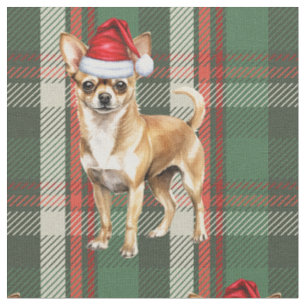 Cute Chihuahua Hund Grönt och Red Play jul Tyg