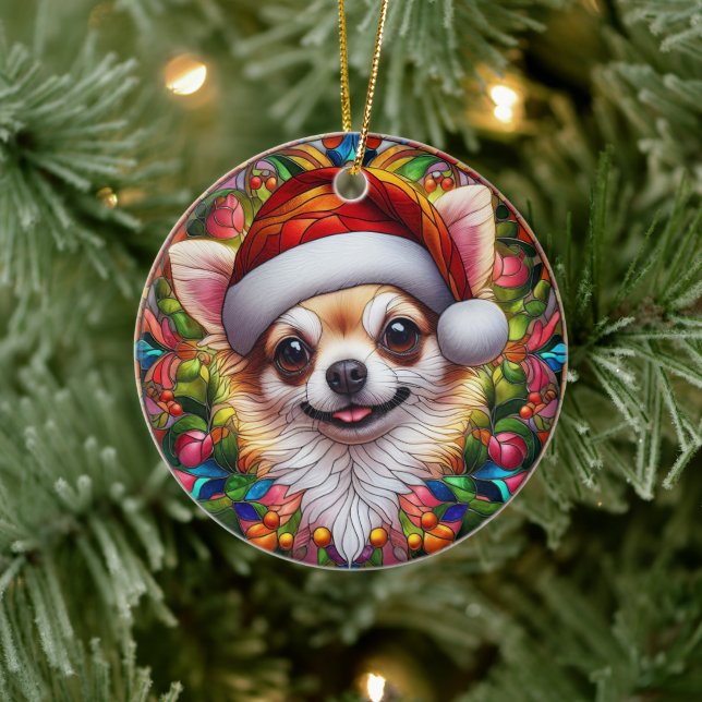 Cute Chihuahua, Hund jul Julgransprydnad Keramik (Träd)