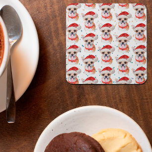 Cute Chihuahua Hund jul Mönster Underlägg Papper Kvadrat