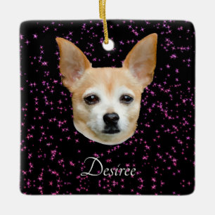 Cute Chihuahua Hund Lila Elegant Glitter Julgransprydnad Keramik