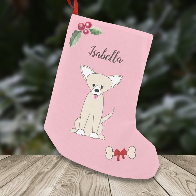 Cute Chihuahua Hund Monogram Liten Julstrumpa (Skapare uppladdad)