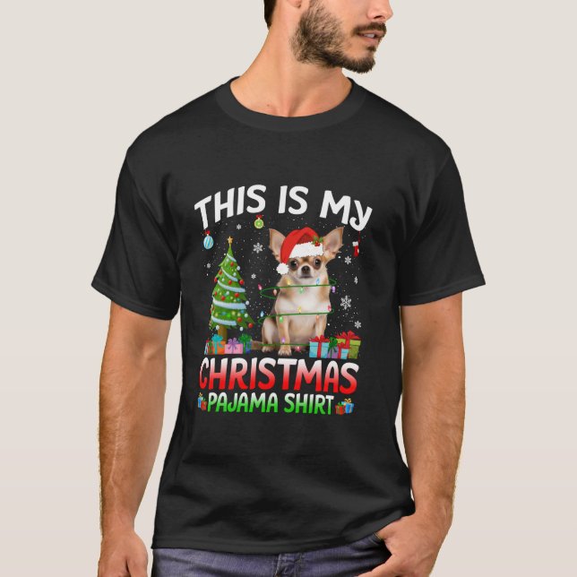 Cute Chihuahua Hund Santa jul Ljus Hund Kärlek T Shirt (Framsida)
