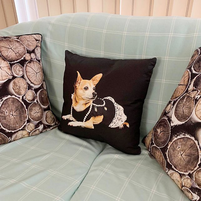 Cute Chihuahua Hund Tan Brown Black Elegant Kudde (Skapare uppladdad)
