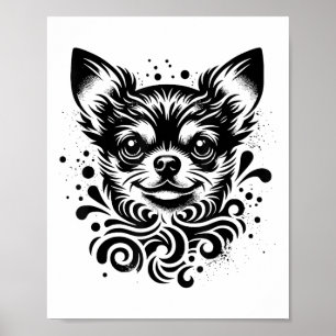 Cute Chihuahua Hund Vintage Tattoo Art_2 Poster