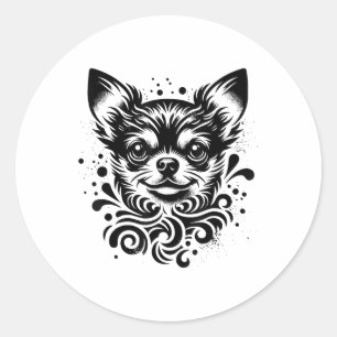 Cute Chihuahua Hund Vintage Tattoo Art_2 Runt Klistermärke