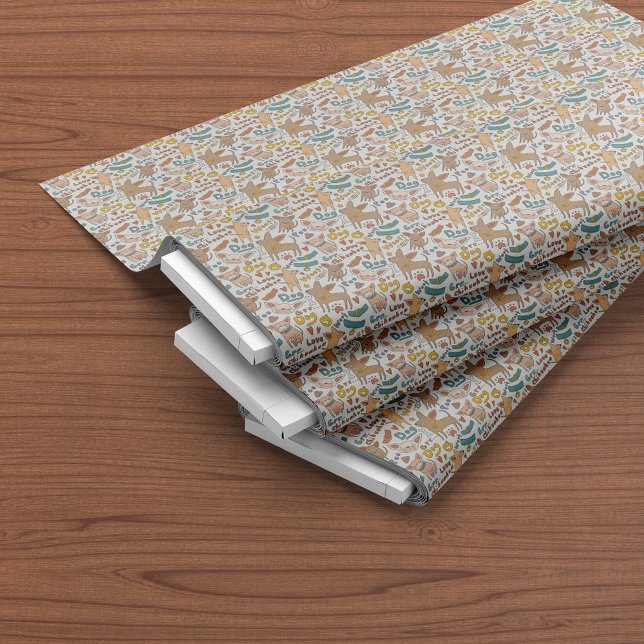 Cute Chihuahua Hundar Tecknad Seamless Mönster Tyg (Skapare uppladdad)