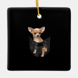 Cute Chihuahua i din Pocket-jul Julgransprydnad Keramik