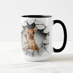 Cute Chihuahua i en krackad vägg Mugg