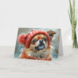 Cute Chihuahua i vinterjulkort för Helgdag Tack Kort