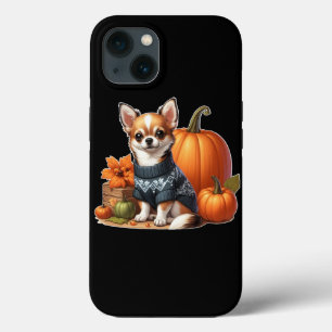 Cute Chihuahua in Sweater with Pumpkins