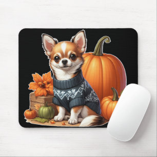 Cute Chihuahua in Sweater with Pumpkins Musmatta