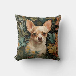 Cute Chihuahua in William Morris Style Garden Kudde