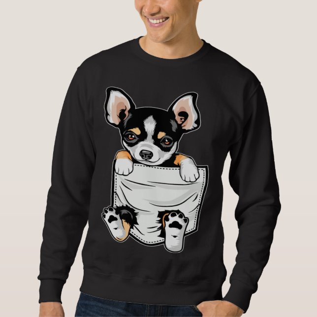 Cute Chihuahua In Your Pocket Christmas Lång Ärmad Tröja (Framsida)