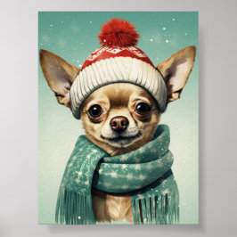 Cute Chihuahua Jul Art: Den goda Valpen Helgdag Poster