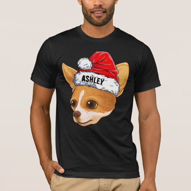 Cute Chihuahua jul Hat Big Hund Big T Shirt (Framsida)