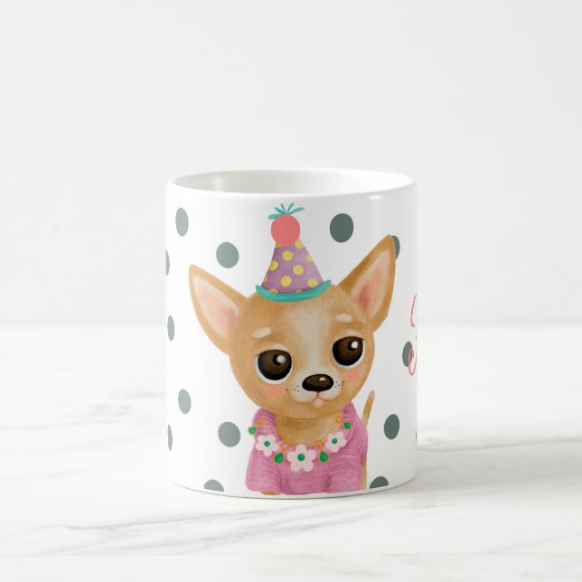 Cute Chihuahua-kaffe/hett choklad Mugg (Center)