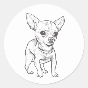 Cute Chihuahua Mamma Puppy Hund Puppies Tecknad Runt Klistermärke