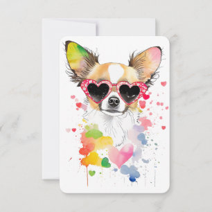 Cute Chihuahua med hjärtsolglasögon Tack Kort