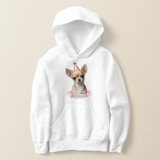Cute Chihuahua med Rosa Hat Namn Sweet Hund Kärlek T Shirt (Laydown)