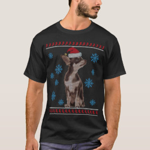 Cute Chihuahua med Santa Hat God jul T Shirt