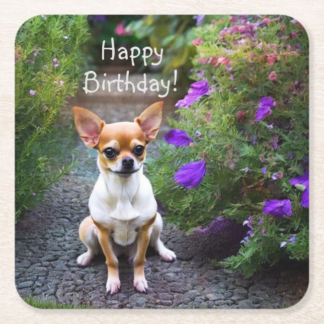 Cute Chihuahua Papper Underlägg Kvadrat (Framsidan)