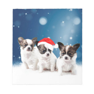 Cute Chihuahua Puppies med jultomten jul Anteckningsblock