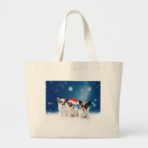 Cute Chihuahua Puppies med jultomten jul Jumbo Tygkasse