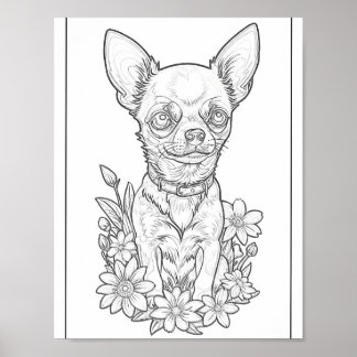Cute Chihuahua Puppy Coloring Page Poster