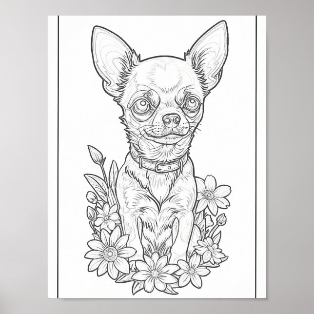 Cute Chihuahua Puppy Coloring Page Poster (Framsidan)
